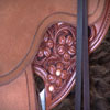 Keith Valley draws out every design by hand like this West Virginian Wade Saddle with Dogwood floral pattern floral pattern